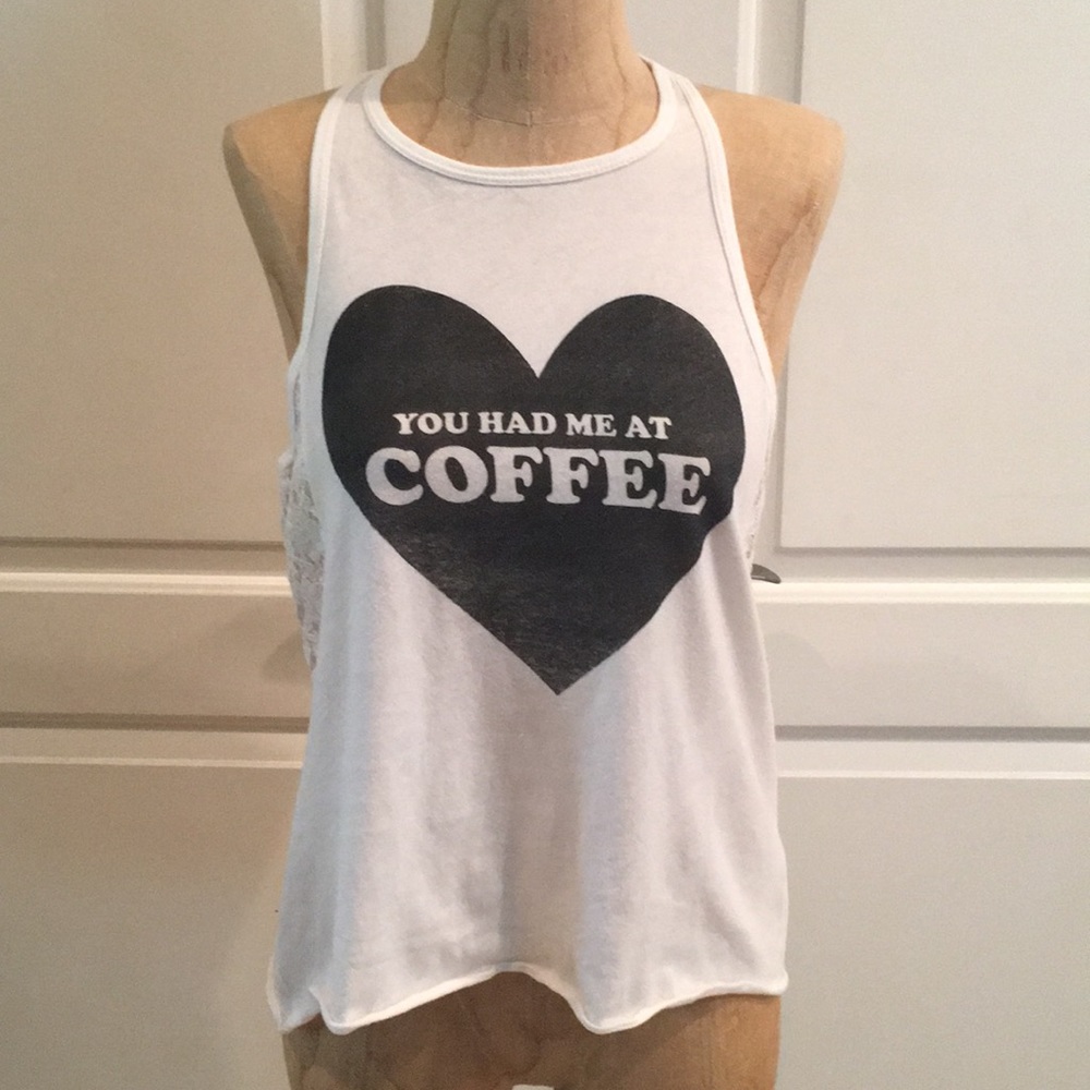 You Had Me At Coffee racerback tank w/ lace sides